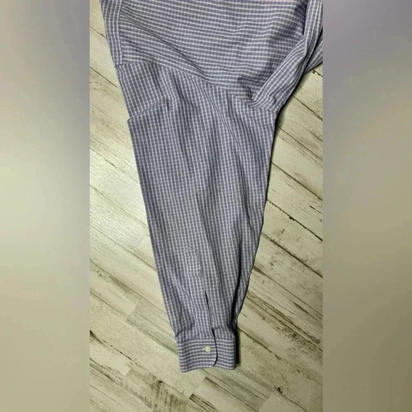 Brooks Brothers Blue Vertical Checked Shirt Mens 17-33 Button Up Long Sleeve - Picture 8 of 13